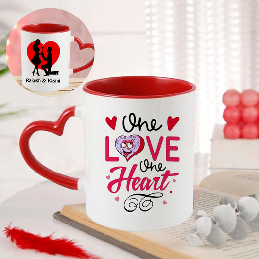 Chillaao Personalized One Love One Heart Heart Handle Mug