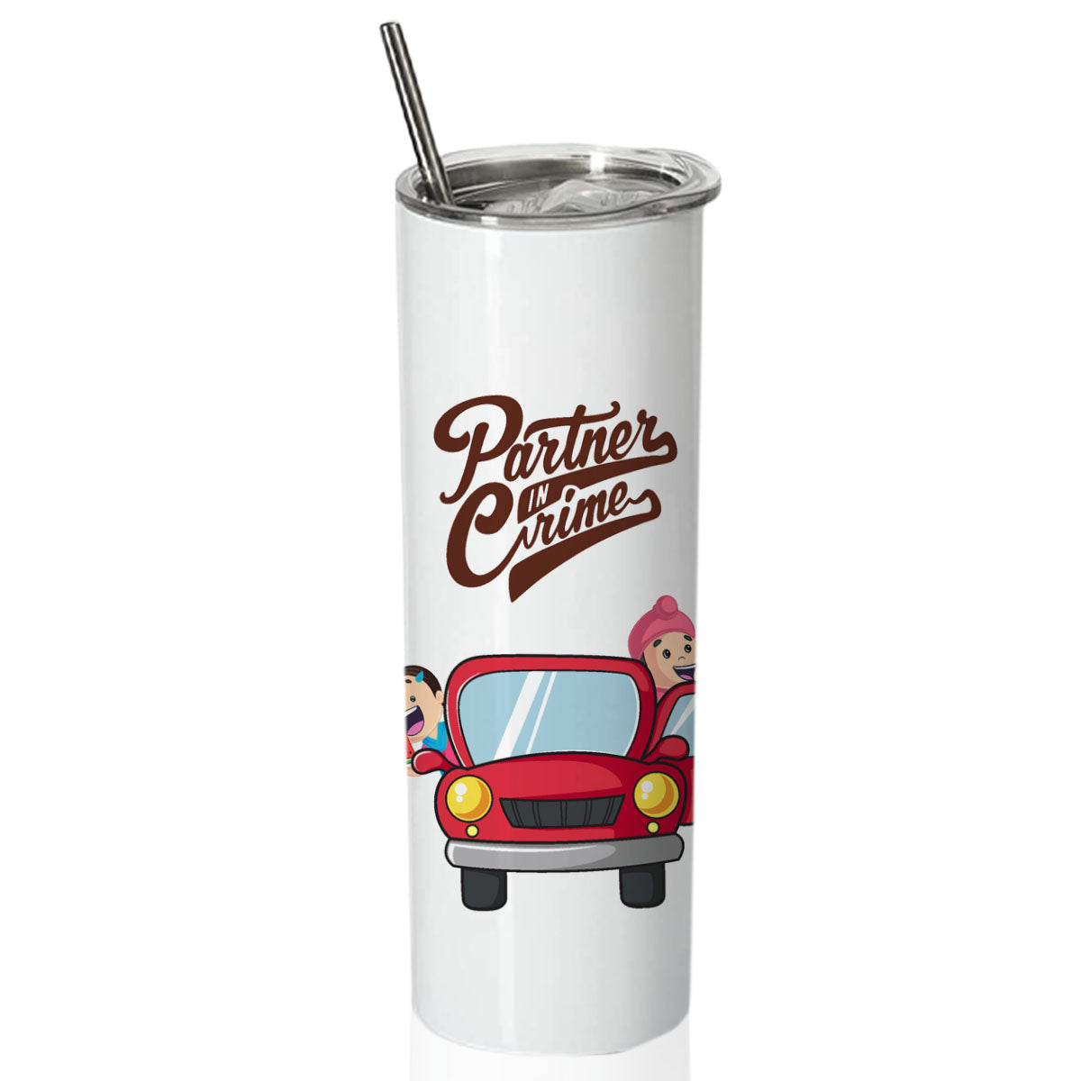 PartnerInCrime Doublewalled Steel White SkinnyTumbler 600ml