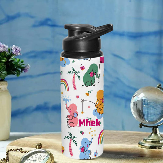 Chillaao Personalized BB8 _ Cute Elephant Seamless Pattern Sipper Bottle