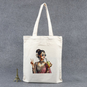 Chillaao The Cool Girls Drinking juice tote bag