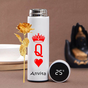Chillaao Personalized Temperature Bottle White & Golden Rose combo