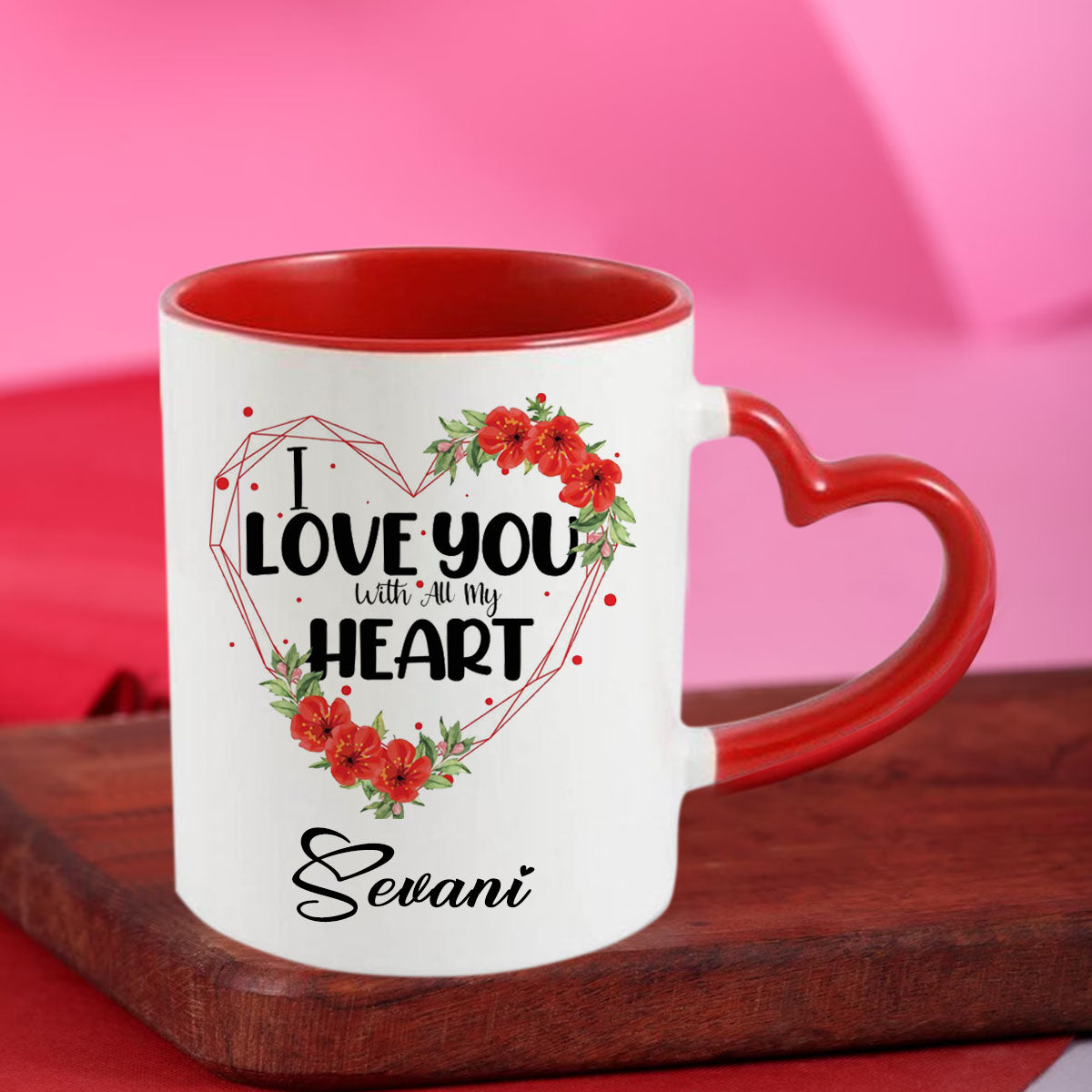 Chillaao Personalized Heart Handle Mug