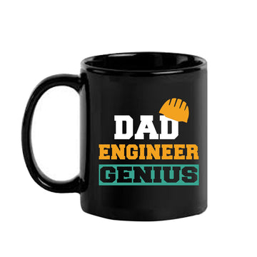 Dad Engineer Genius Black Mug