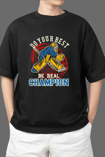 Chillaao  Do Your Best Be The Real Champion Oversize T- Shirt