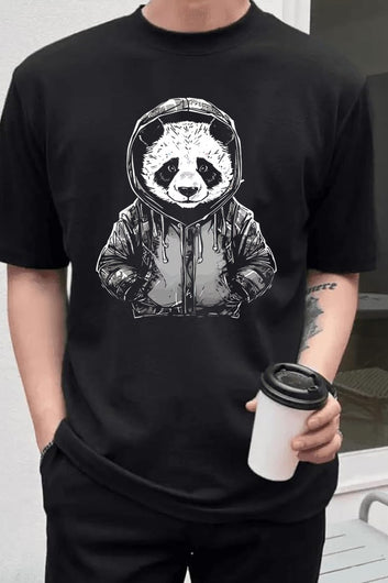 Chillaao Cool panda wearing hoodie Oversize T- Shirt