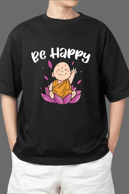 Chillaao Be Happy Buddha Oversize T- Shirt