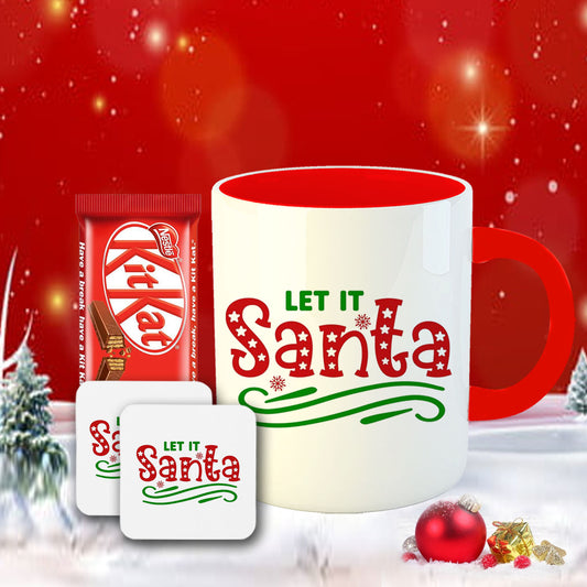 Chillaao Let it Santa Coffee Mug With Coaster