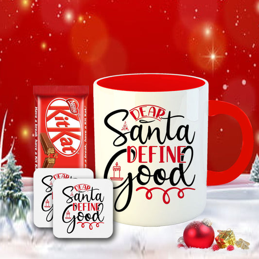 Chillaao Dear Santa define good Coffee Mug With Coaster