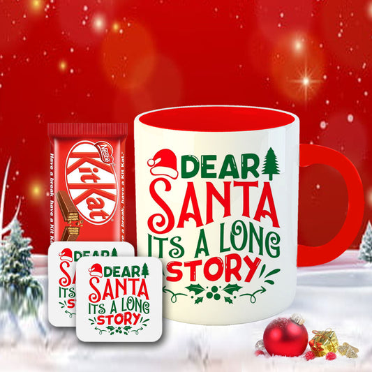 Chillaao Dear Santa it’s a long story Coffee Mug With Coaster