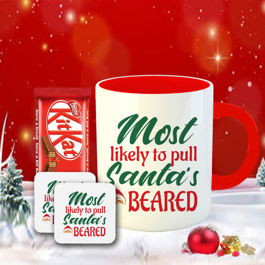 Chillaao The Most Likely To Pull Santa's Beard Coffee Mug With Coaster