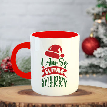 Chillaao I am So Ellfing Merry Coffee Mug With Coaster