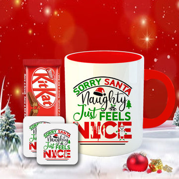 Chillaao Sorry Santa Naughty Coffee Mug With Coaster