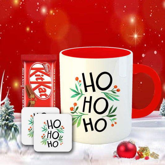 Chillaao HO HO HO Coffee Mug With Coaster