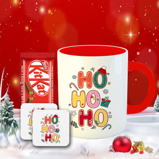 Chillaao HO HO HO Coffee Mug With Coaster