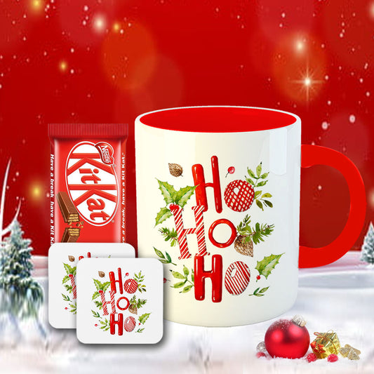 Chillaao HO HO HO Coffee Mug With Coaster