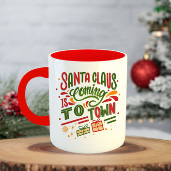 Chillaao Santa Is Coming Town Coffee Mug With Coaster