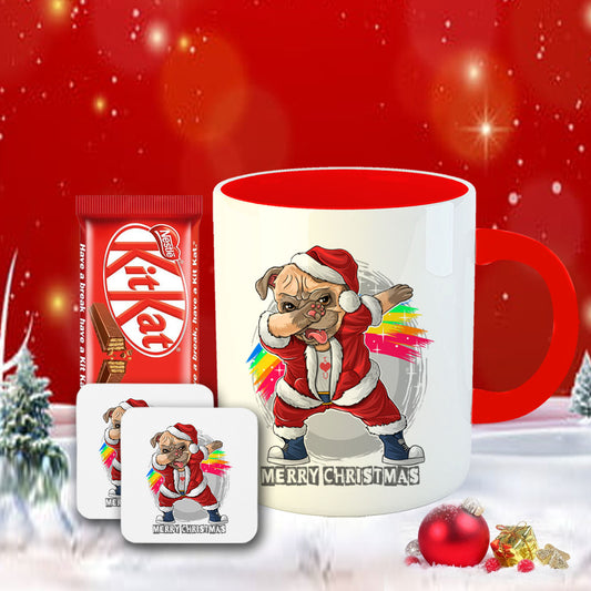 Chillaao Marshmallow Dog Christmas Coffee Mug With Coaster