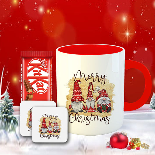 Chillaao Gnomes Christmas Coffee Mug With Coaster