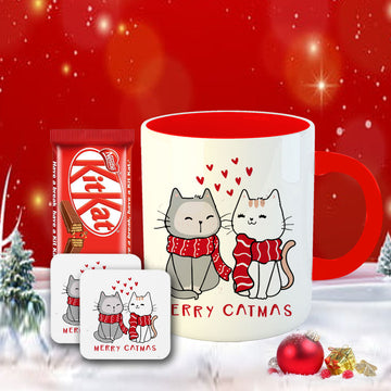 Chillaao Merry Catmas Coffee Mug With Coaster