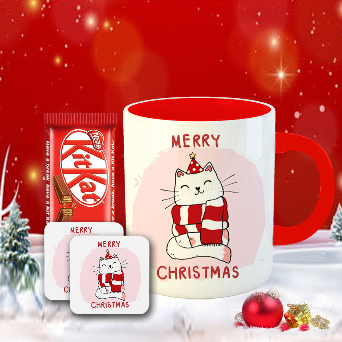 Chillaao Merry Christmas Coffee Mug With Coaster