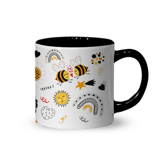 Honey Bee Pattern Inner Color Black Tea Mug 180ml