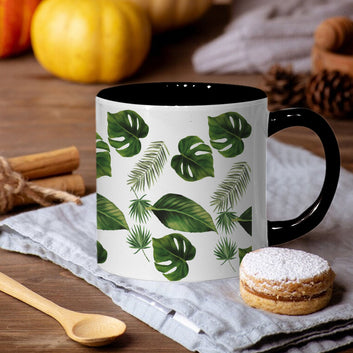 Green Leaves Inner Color Black Tea Mug 180ml