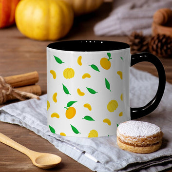 Lemon Pattern Inner Color Black Tea Mug 180ml