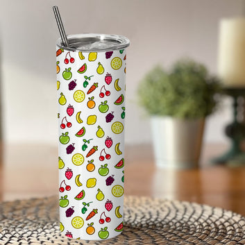 Chillaao colourful fruits pattern skinny tumblers