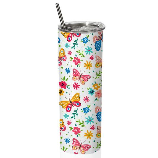 Chillaao butterfly floral pattern  skinny tumblers