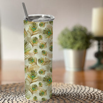 Chillaao peacock feather pattern  skinny tumblers