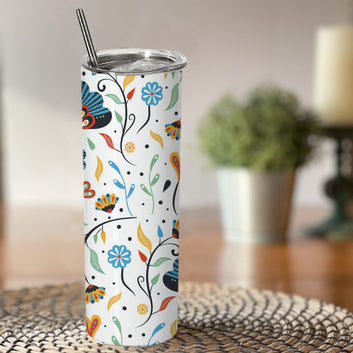 Chillaao colorful floral and leaves print  skinny tumblers