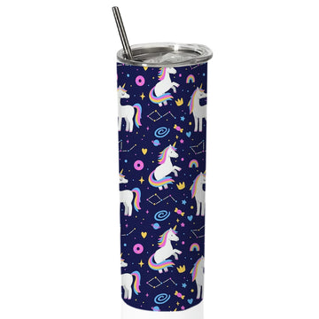 Chillaao unicorn pattern skinny tumblers