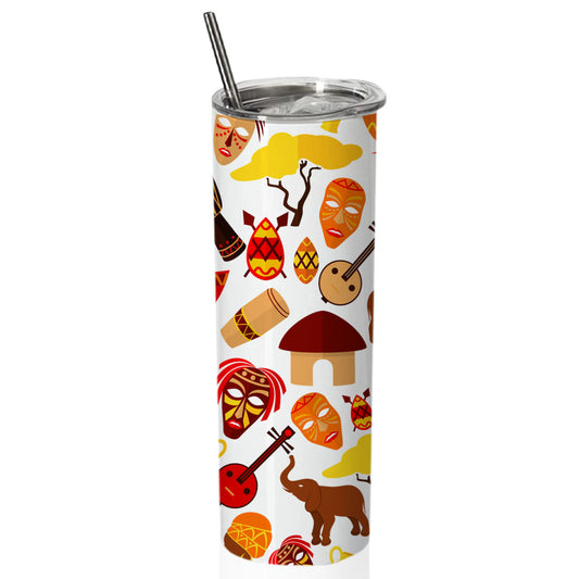 Chillaao Africa jungle ethnic tribe travel pattern  skinny tumblers