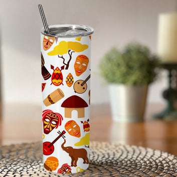 Chillaao Africa jungle ethnic tribe travel pattern  skinny tumblers