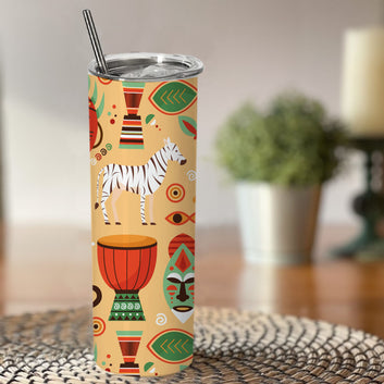 Chillaao African pattern design  skinny tumblers