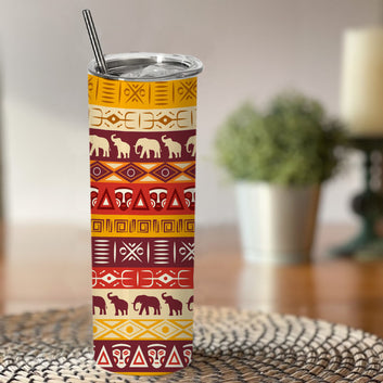 Chillaao warily art African pattern design  skinny tumblers
