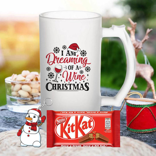 Chillaao I Am Dreaming Of a Wine Christmas Beer Mug