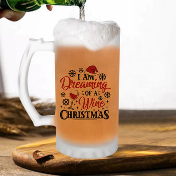 Chillaao I Am Dreaming Of a Wine Christmas Beer Mug