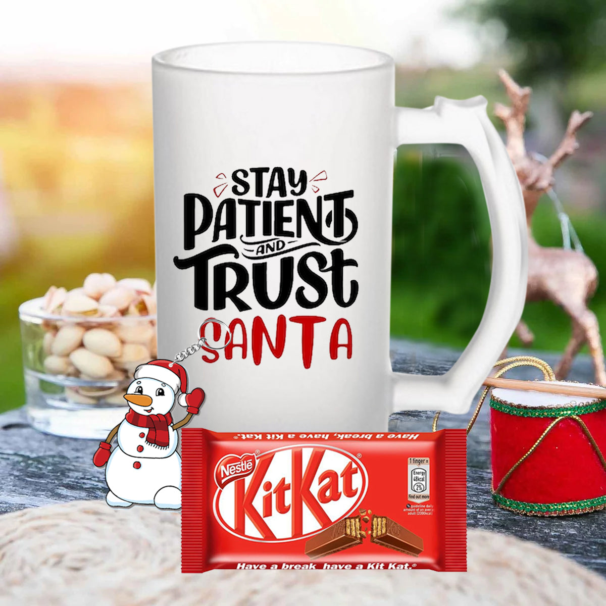 Chillaao Stay Patient And trust  Santa Beer Mug