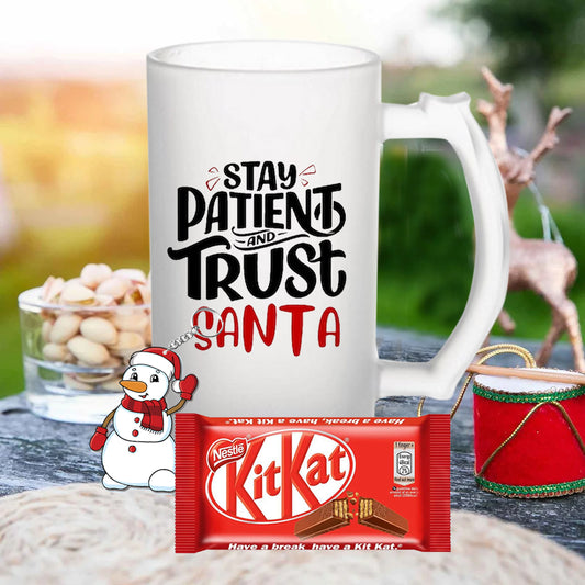 Chillaao Stay Patient And trust  Santa Beer Mug