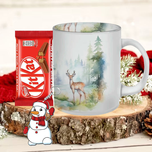 Chillaao Reindeer Water Painting Frosted Mug