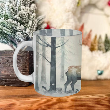 Chillaao Snow Tree And Reindeer Frosted Mug