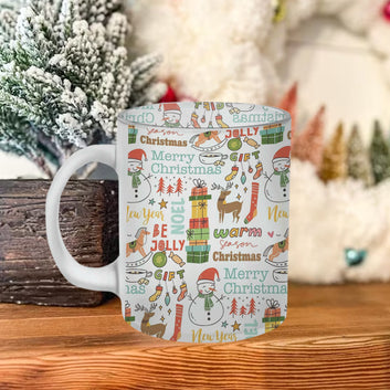 Chillaao Christmas Typography Frosted Mug