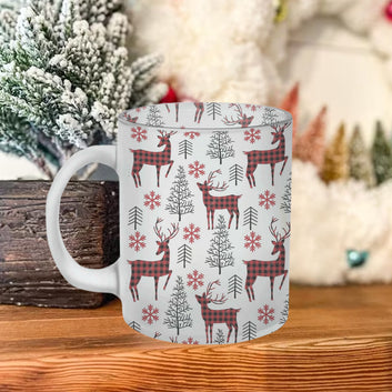 Chillaao Pattern of Reindeer and Snowtree Frosted Mug