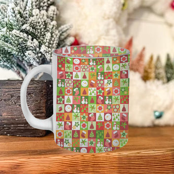 Chillaao  Mosaic with Flat, Geometric Icons Frosted Mug