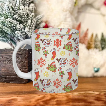 Chillaao Snowman Candy Pattern Frosted Mug