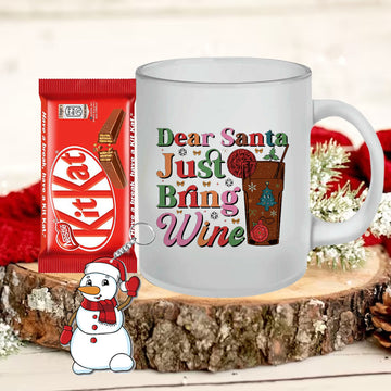 Chillaao Dear Santa Just Bring Wine  Frosted Mug