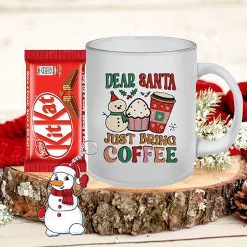 Chillaao Dear Santa Just Bring Coffee  Frosted Mug