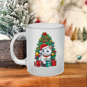 Chillaao Cute Cat With Xmas Tree  Frosted Mug