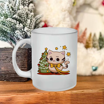 Chillaao cute meow And X mas Tree  Frosted Mug